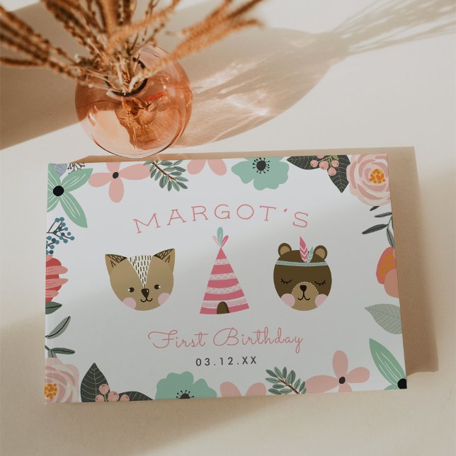 Livro De Visitas Selvagem Um | Tema de acampamento Boho Primeira Fe (Criador carregado)