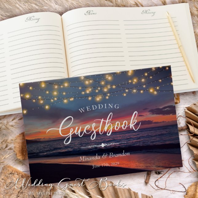 Livro De Visitas Sequência Elegante Luzes de Verão Casamento de Pra (Criador carregado)