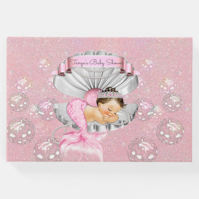 Livro De Visitas Sereia Dormir Bebê Menina Rosa (Frente)