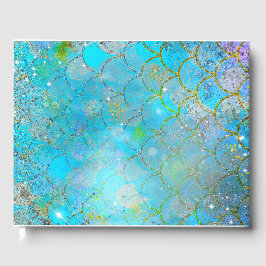 Livro De Visitas Sereia Pérola Iridescente Brilho Glitter Cintilant