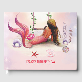 Livro De Visitas Sereia Sob A Festa de aniversário Do Mar