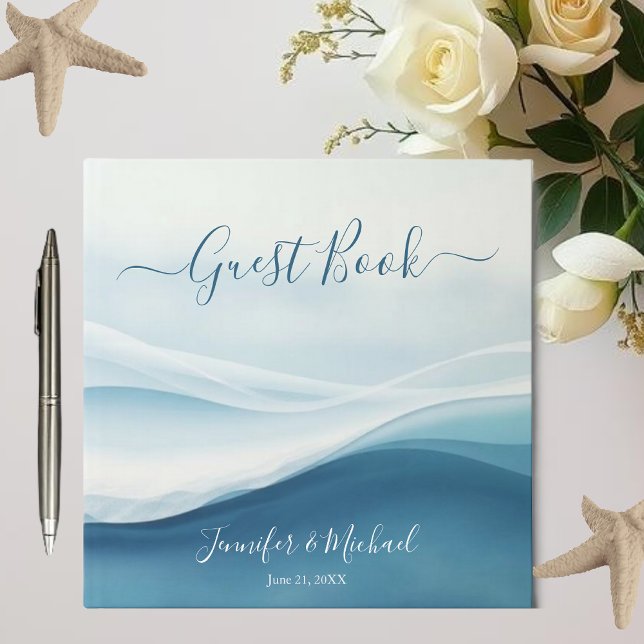 Livro De Visitas Serene Blue Beach Abstract Wedding (Serene Blue Beach Abstract Wedding Guest Book )