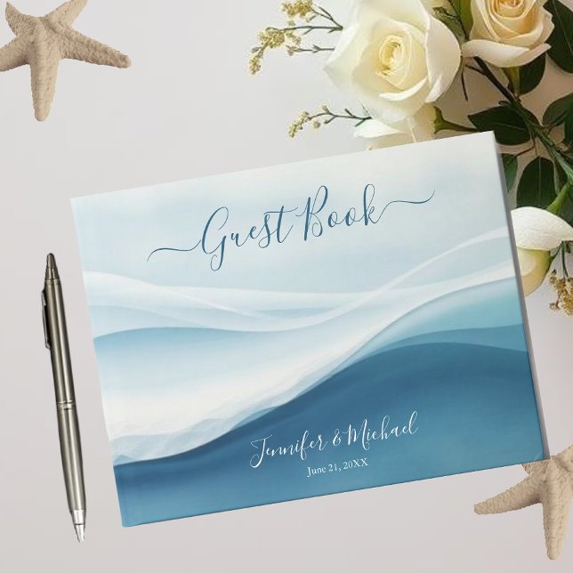 Livro De Visitas Serene Blue Beach Abstract Wedding (Serene Blue Beach Abstract Wedding Guest Book)