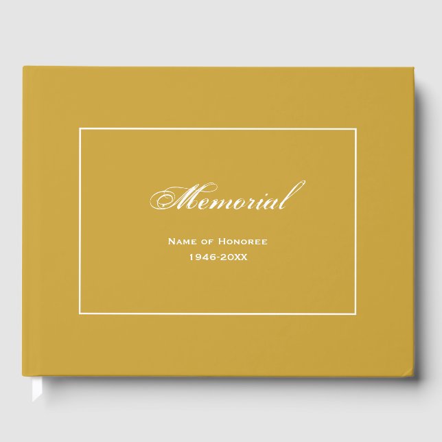Livro De Visitas Serviço Memorial Simples e Elegante Dourado (Frente)