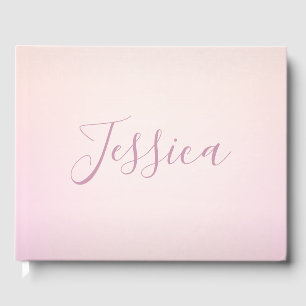 Livro De Visitas Seu nome   Elegante Script Soft Ombre