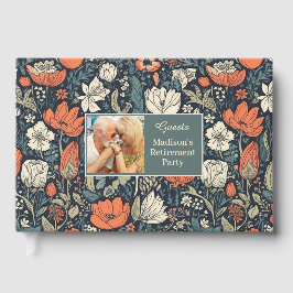 Livro De Visitas Seu Padrão Floral de Texto e Foto