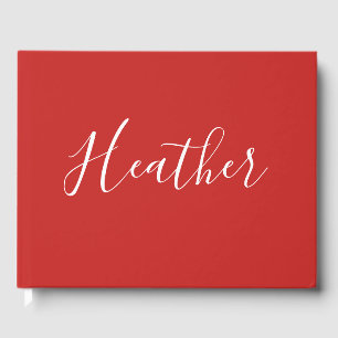 Livro De Visitas Seu Script Branco Personalizado em Vermelho