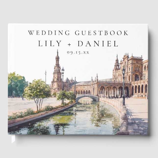 Livro De Visitas Seville Spain Watercolor Wedding (Frente)