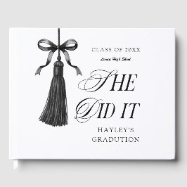 Livro De Visitas She Did It Black Bow Personalized Graduation Party
