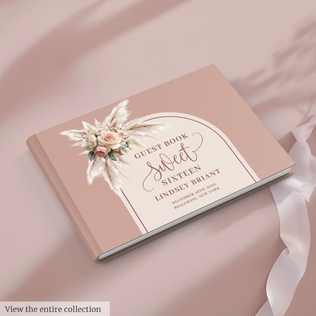 Livro De Visitas Shimmer Boho Dusty Pink Pampas Floral Arch Sixteen (Shimmer Boho Dusty Pink Pampas Floral Arch Sixteen

)