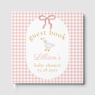 Livro De Visitas Silly Goose Pink Gingham Girl Baby Shower