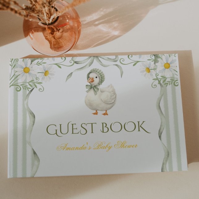 Livro De Visitas Silly Goose Sage Green Gender Neutral Baby Shower (Criador carregado)