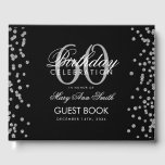 Livro De Visitas Silver Black 60th Birthday Glitter Confetti<br><div class="desc">Elegante 60ª Festa de aniversário de Prata Lente Negra Confetti modelo.</div>