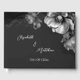 Livro De Visitas Silver Flower Black | Wedding