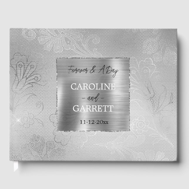 Livro De Visitas Silver Lace Floral (Frente)