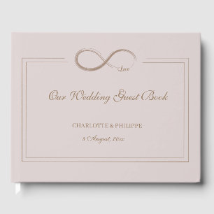 Livro De Visitas Símbolo Infinito Cinza Rosa Dusty Casamento Doura