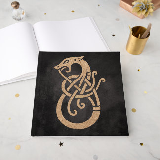 Livro De Visitas Símbolo Nó Serpente Viking Dourado