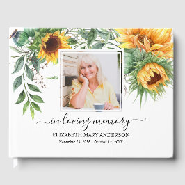 Livro De Visitas Simpatia Fotográfica de girassol Aquarela Funerári