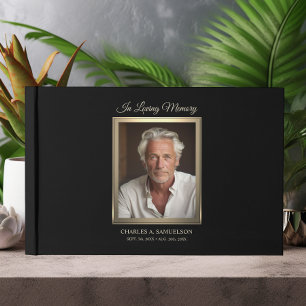 Livro De Visitas Simpatia Moderna FOTO Dourada Masculina A Preto