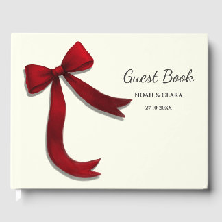 Livro De Visitas Simple Elegant Minimalist Red Bow