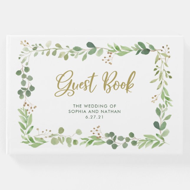 Livro De Visitas Simple Greenery | Casamento (Frente)