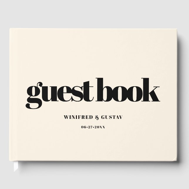 Livro De Visitas Simples casamento elegante e chic Cream (Frente)