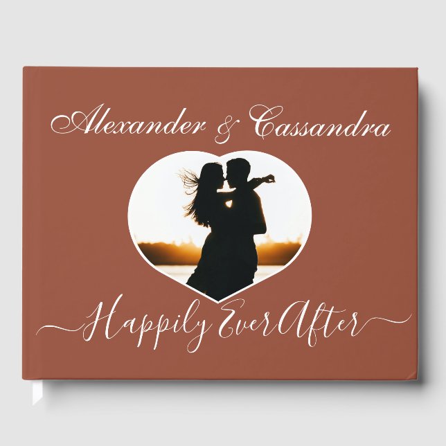 Livro De Visitas Simples casamento Mínimo de Terracotta Moderno Ele (Frente)