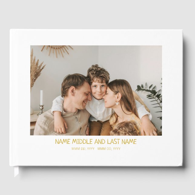 Livro De Visitas Simples Celebração Dourada de Fotos da Vida (Frente)