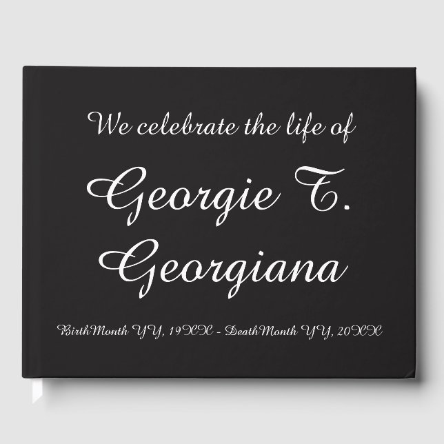 Livro De Visitas Simples "Celebramos a vida de" Guestbook Funeral (Frente)