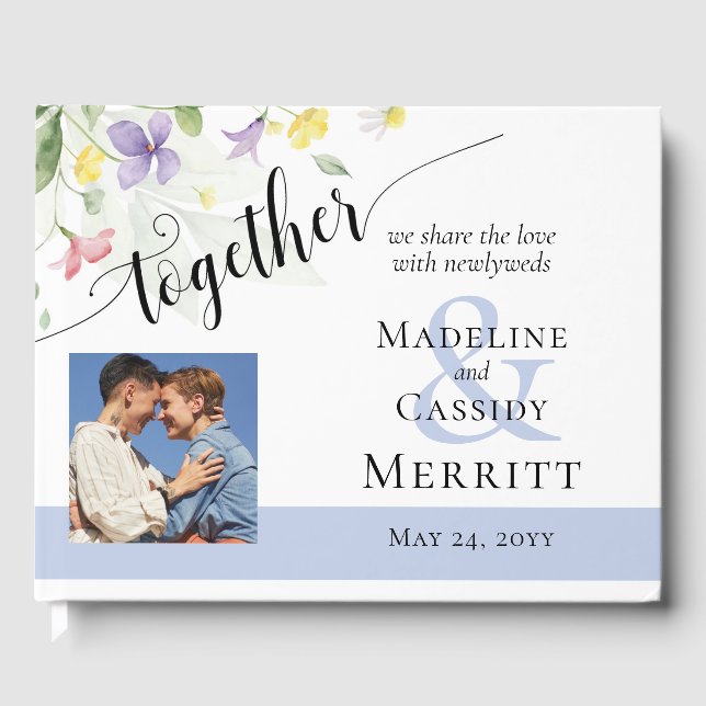 Livro De Visitas Simples e Elegantes Flores Silvestres em Aquarela  (Frente)