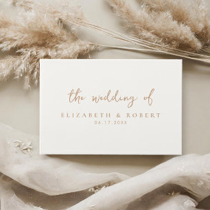 Livro De Visitas Simples Escrito Ilegante Casamento Ivory Tan