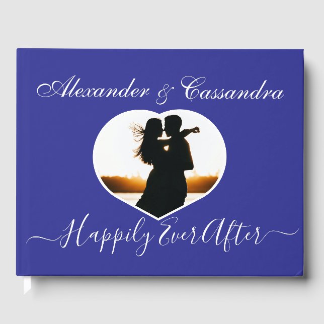 Livro De Visitas Simples Grego Real Azul, elegante, casamento fotog (Frente)