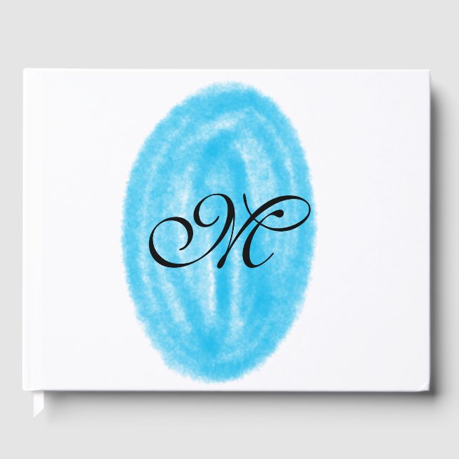 Livro De Visitas simples mínimo de círculo azul de aquarela (Frente)