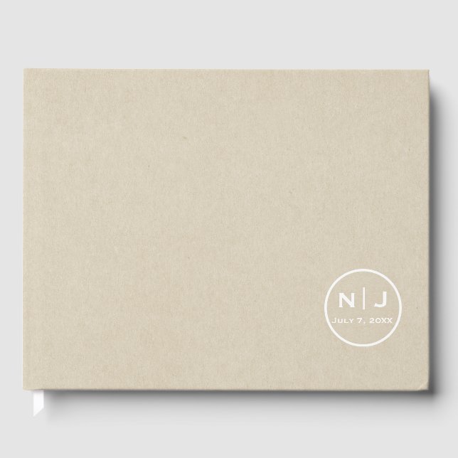 Livro De Visitas Simplesmente Brown Kraft Rustic Country Casando Mí (Frente)