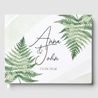 Livro De Visitas Sinal de Casamento de Fern Verde Minimalista