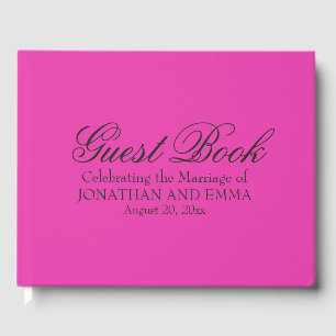 Livro De Visitas Sinal de Casamento Personalizado Rosa Quente no Li