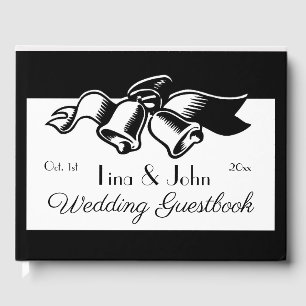 Livro De Visitas Sinos De Casamento Preto E Branco Personalizados
