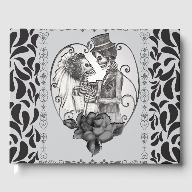 Livro De Visitas Skeleton Love Casal Dance Gothic Weding (Frente)