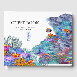 Livro De Visitas Sob a Cores Náuticas Marítimas Do Chá de fraldas D