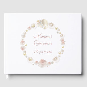 Livro De Visitas Sob o partido Sea Quinceanera Party Pink Seashells