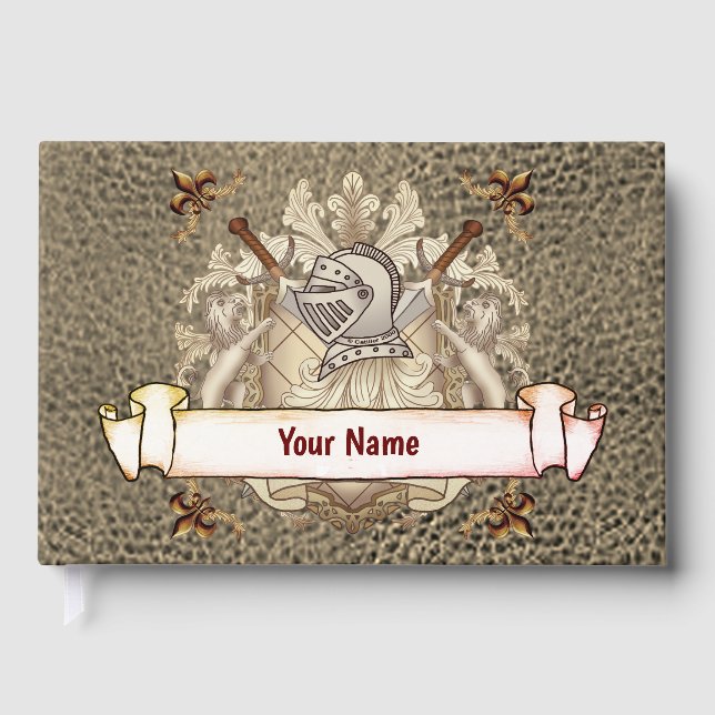 Livro De Visitas Sobrenome Sepia Knight Shield (Frente)