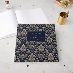 Livro De Visitas Sofisticado Floral Naval Vintage