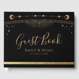 Livro De Visitas Sol Dourado Místico Sol Lua Negra Casamento