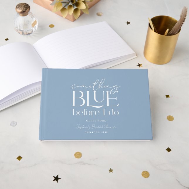 Livro De Visitas Something Blue Before I Do Bridal Shower (Frente aberta)