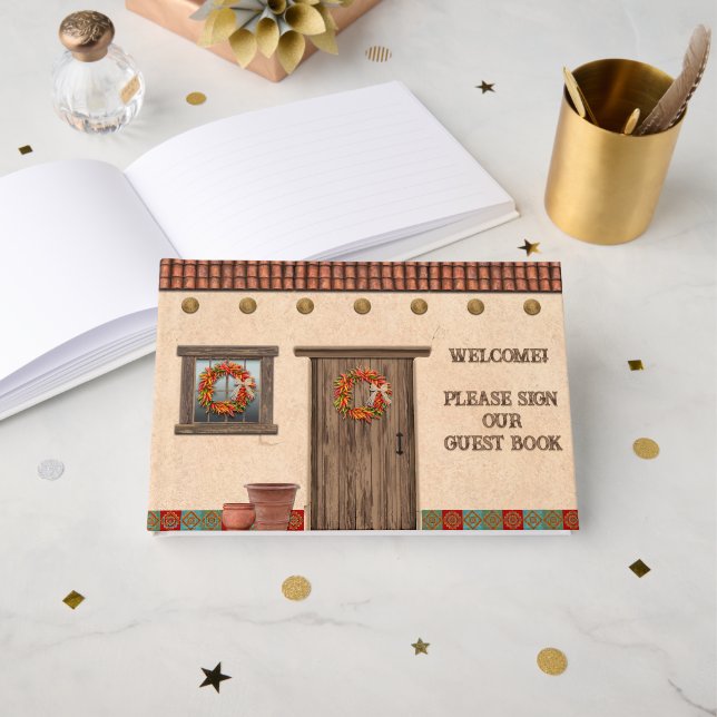 Livro De Visitas Southwest Adobe Hacienda Personalized  (Frente aberta)