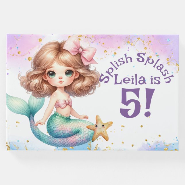 Livro De Visitas Splash Splash Smermaid Party Birthday Guest Book (Frente)