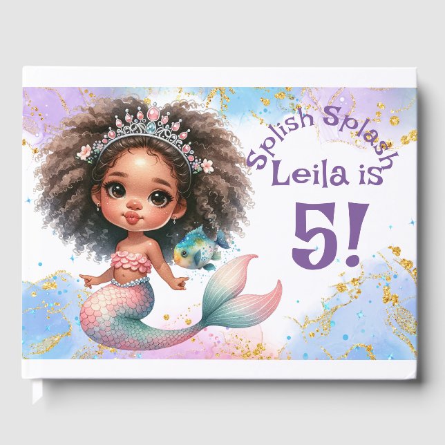 Livro De Visitas Splash Splash Smermaid Party Birthday Guest Book (Frente)