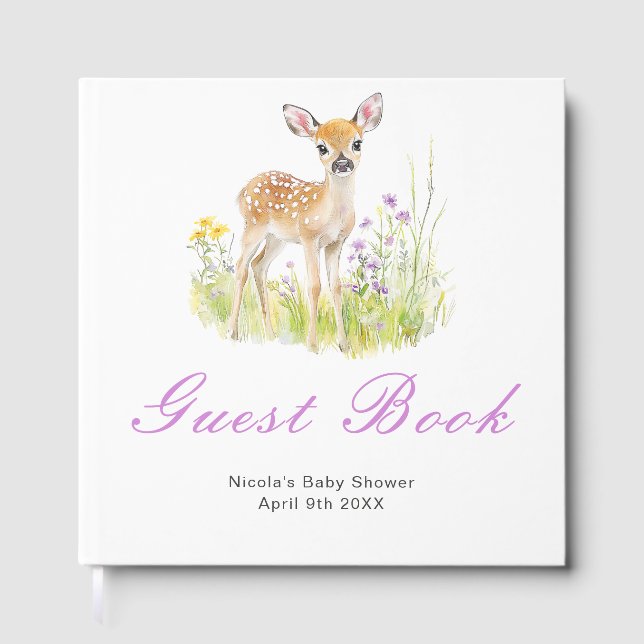 Livro De Visitas Spring Deer Baby Shower Guest Book (Frente)