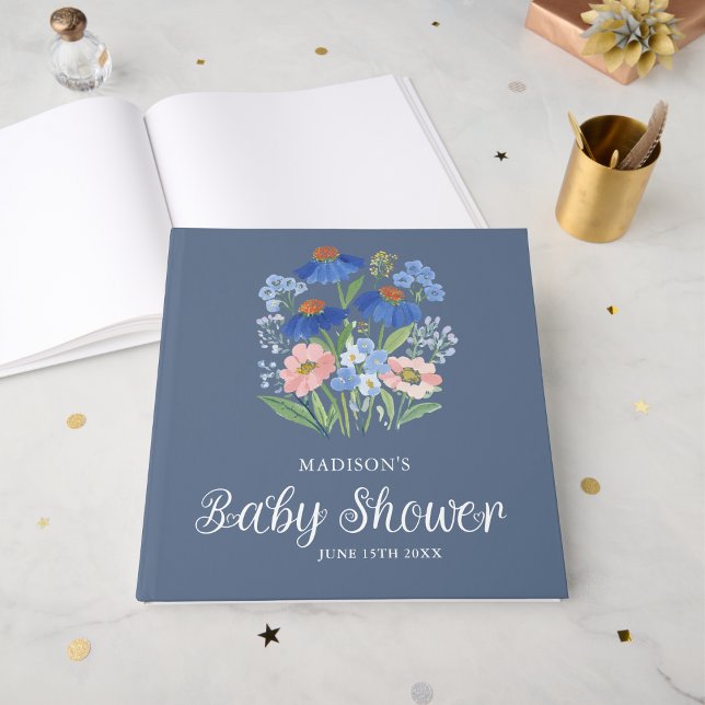 Livro De Visitas Spring Floral Cornflower Baby in Bloom Shower (Criador carregado)