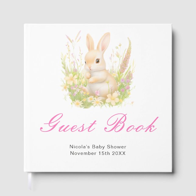 Livro De Visitas Spring Rabbit Baby Shower Guest Book (Frente)
